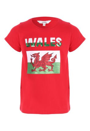 Younger Girls Red Wales Sequin T-Shirt