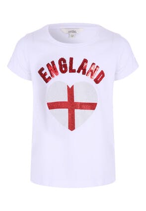 Younger Girls White England Sequin T-Shirt