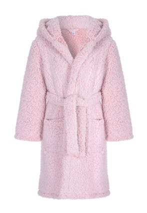 Girls Pink Teddy Fleece Dressing Gown