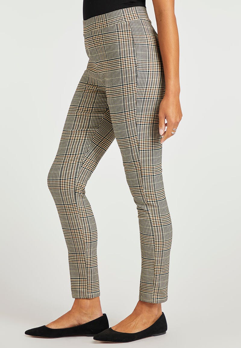 Womens Lined High Waisted Tartan Checked Trousers  Chestnut Brown  All  Sizes  eBay