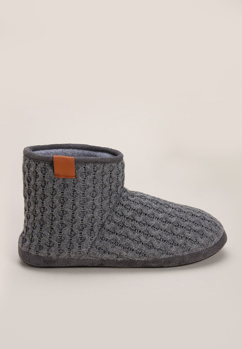Peacocks - Mens Grey Knitted Slipper Boots