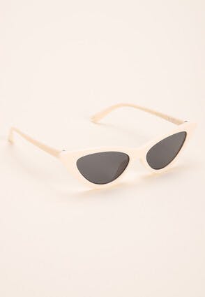 Girls White Narrow Cat Eye Sunglasses