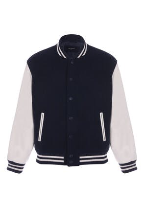 Mens Navy & White Baseball Jacket | Peacocks