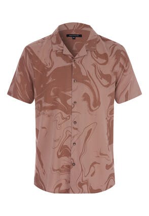 Mens Chocolate Brown Swirl Print Shirt 