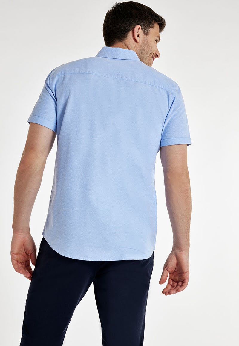 Mens Light Blue Short Sleeve Oxford Shirt | Peacocks