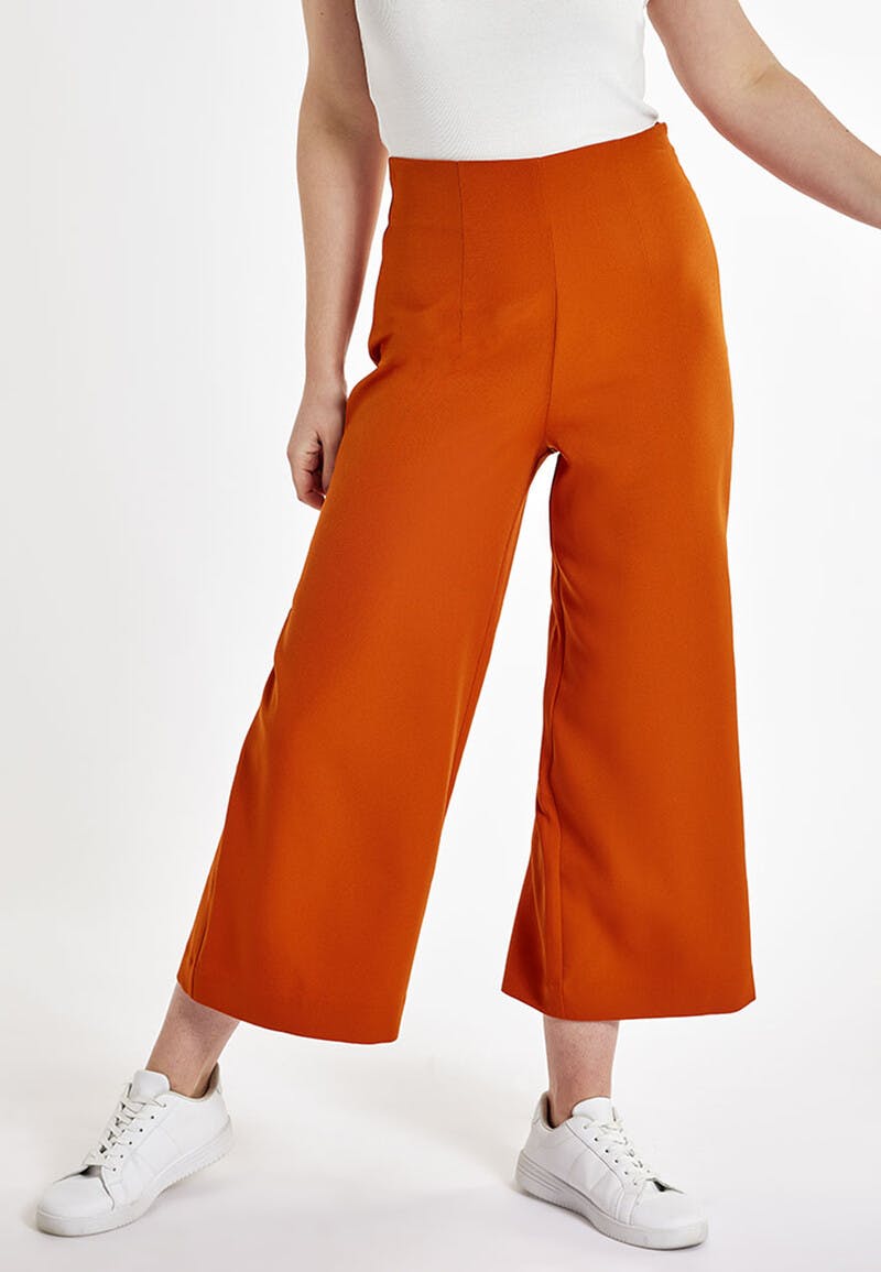 Orange Tropical Print Palazzo Trousers - Quiz Clothing