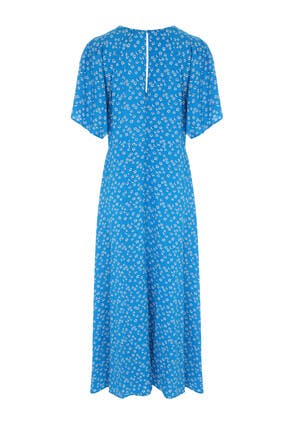 Womens Blue Ditsy Daisy Print Midi Dress | Peacocks