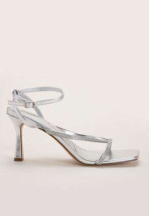 Womens Silver Diamante Sandals