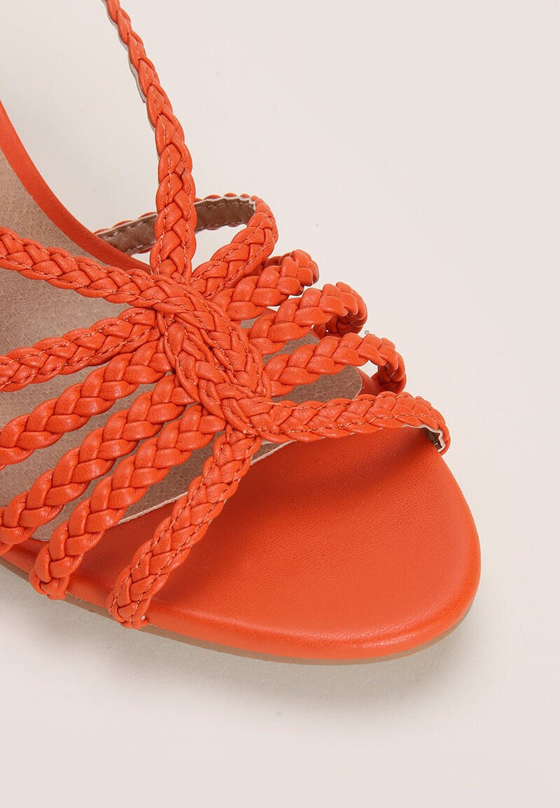 Womens Orange Strappy Block Heel Sandals | Peacocks