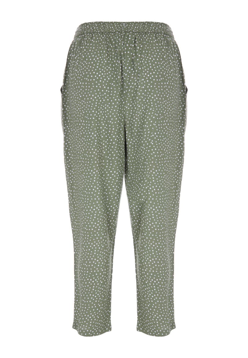 Womens Green & White Spot Cropped Trousers | Peacocks