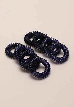 Girls 8pk Blue Spiral Hair Bobbles