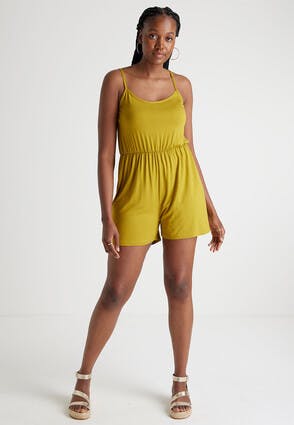 Womens Olive Strappy Playsuit