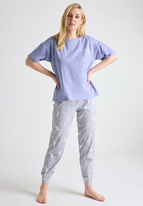 Womens Blue Dog Pyjama Set 