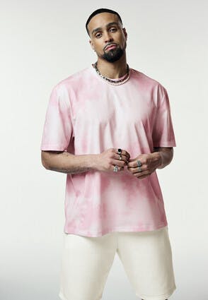 Mens Pink Tie Dye Crew T-Shirt