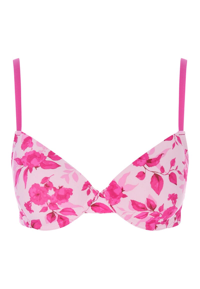 Womens Pink Floral T-Shirt Bra | Peacocks