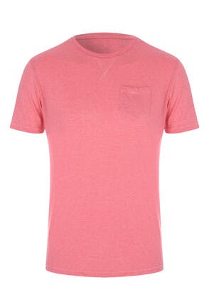 Mens Pink Cotton Short Sleeve T-shirt with Pocket