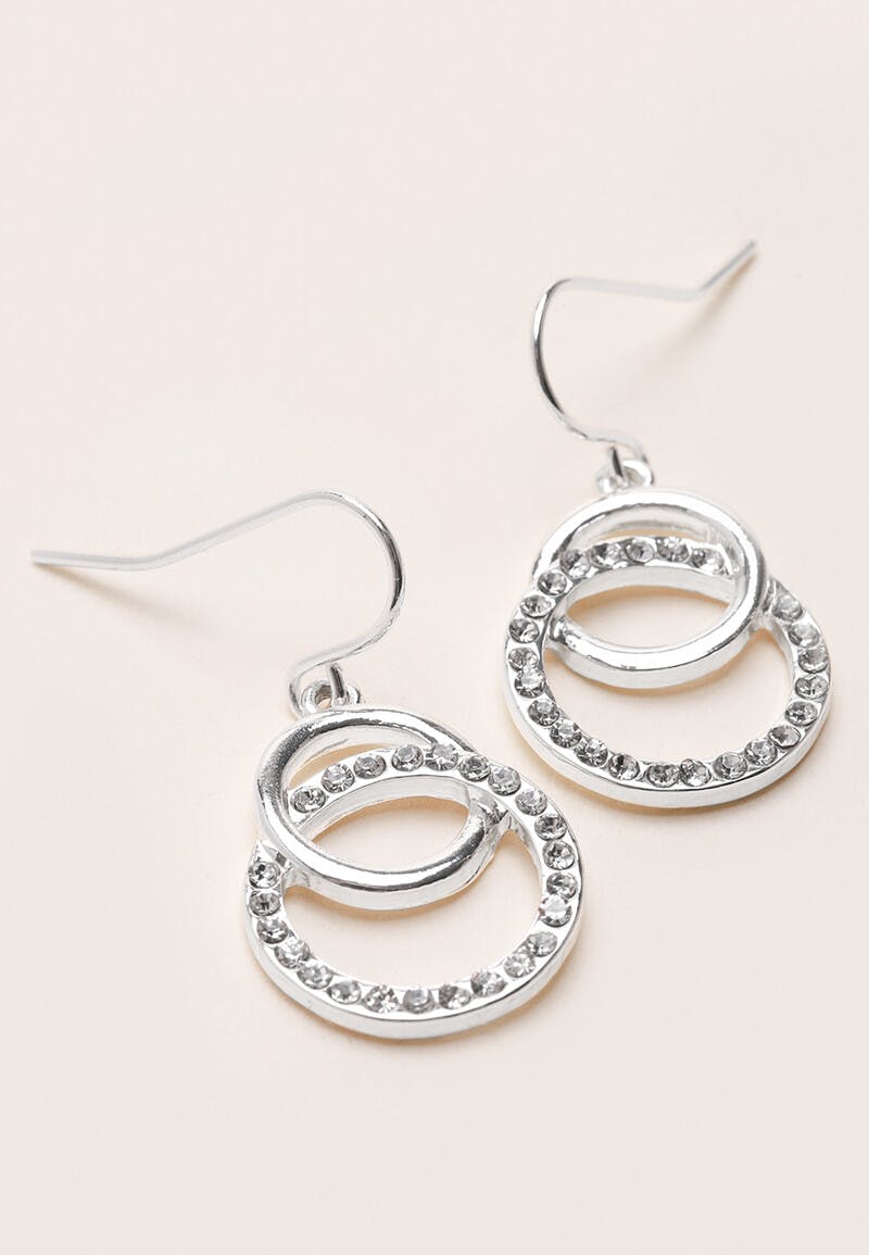 Buy Slim Clear Diamante Hoop Earrings In Silver Plating  60mm D at  Amazonin