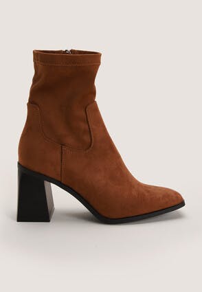 Womens Tan Suedette Ankle Boots