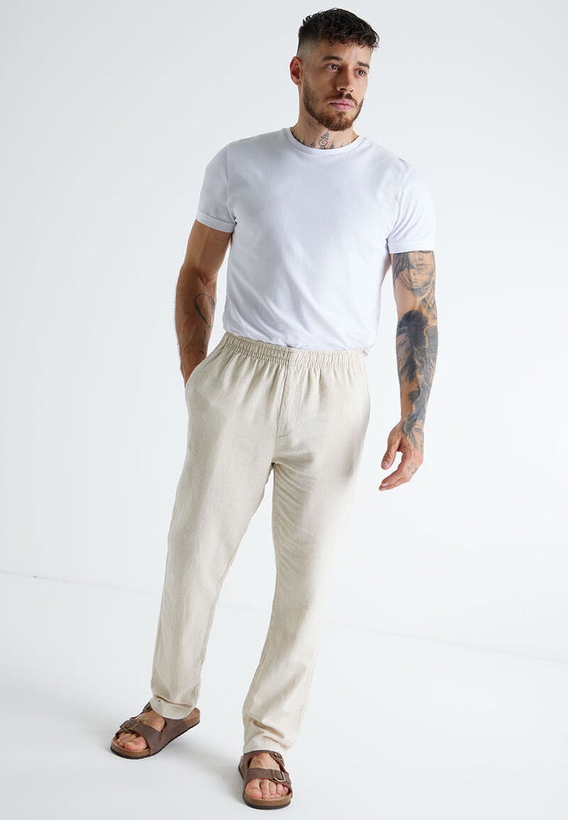 Buy Tahvo Men White Solid Linen Blend Trousers 38 Online at Best Prices  in India  JioMart