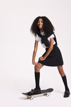 Older Girls Black Skater School Skirt