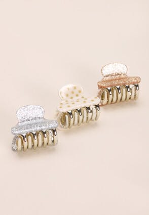 Girls 3pk Sparkly Hair Claw Clips 