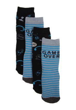 Boys 2pk Blue Gaming Slipper Socks