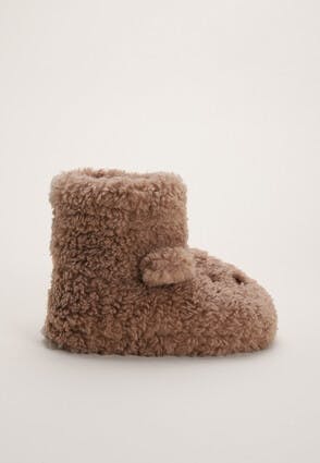 Younger Boys Brown Bear Boot Slippers