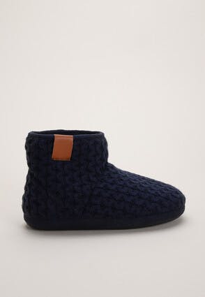 Older Boy Cable Knit Grey Slippers