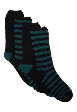Mens 2pk Green & Black Marshmallow Socks 
