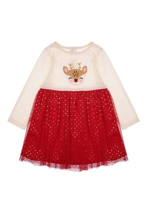 Baby Girls Red Tutu Reindeer Dress