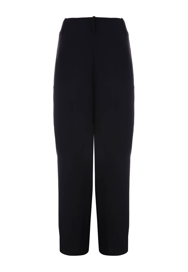 Womens Classic Black Wide Leg Buttoned Trousers | Peacocks