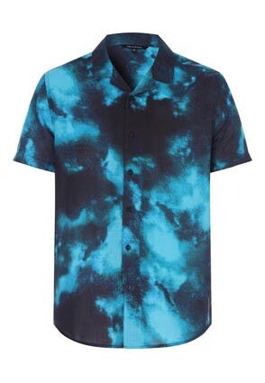 Mens Turquoise Abstract Print Shirt 
