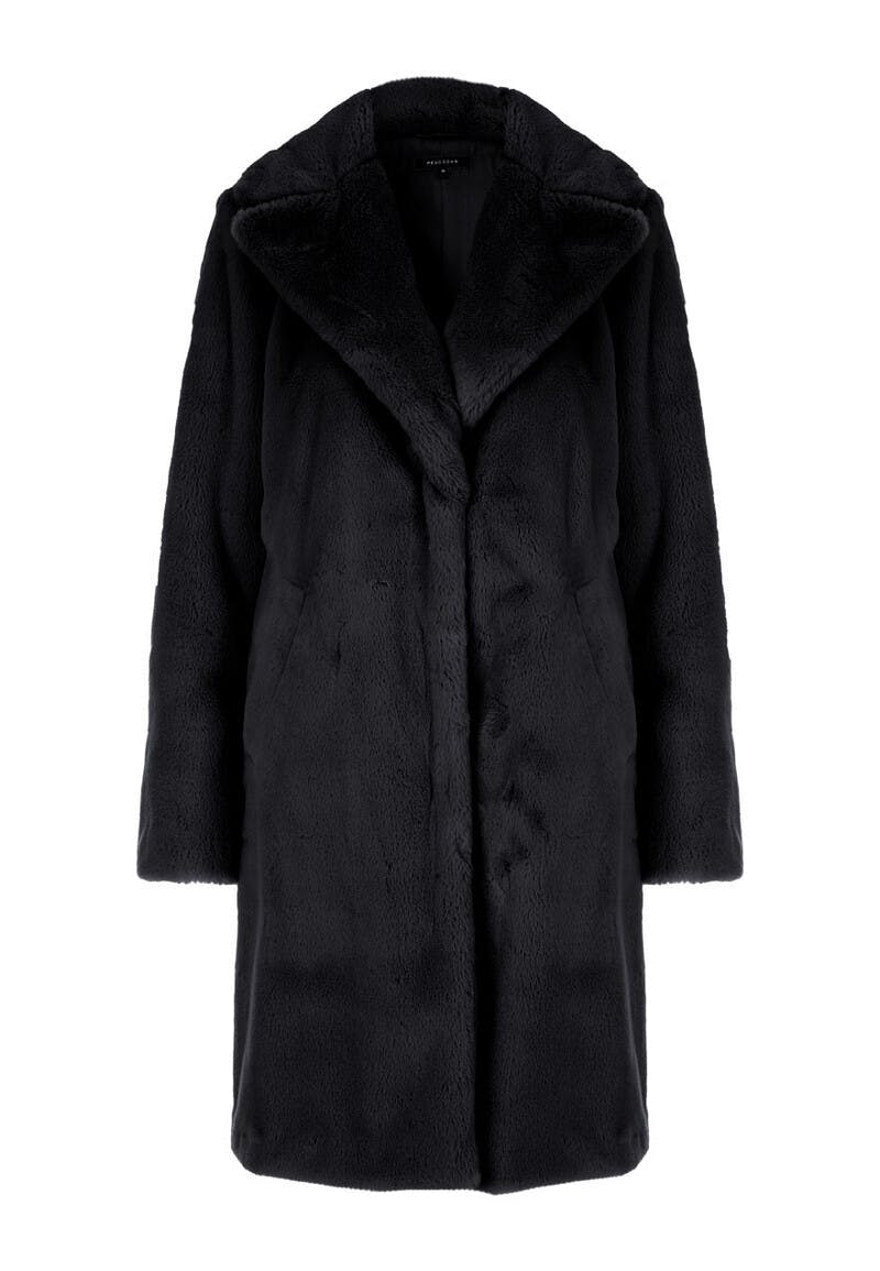 Womens Plain Black Faux Fur Coat | Peacocks