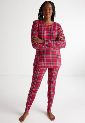 Womens Soft Touch Red Check Pyjamas