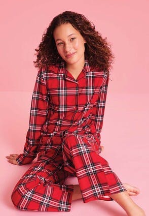 Kids Red Check Unisex Pyjamas Set 