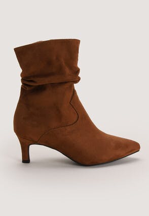 Womens Tan Suedette Slouch Style Boots