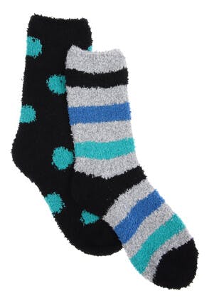 Boys 2pk Green Stripe Marshmallow Socks