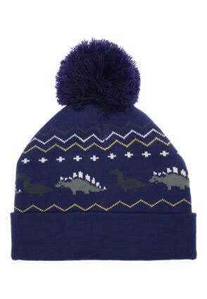 Younger Boys Blue Dino Bobble Hat