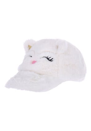 Younger Girl White Fluffy Cat Cap