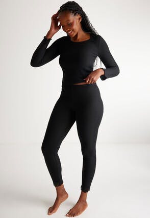 Women's Black Thermal Leggings & Tops