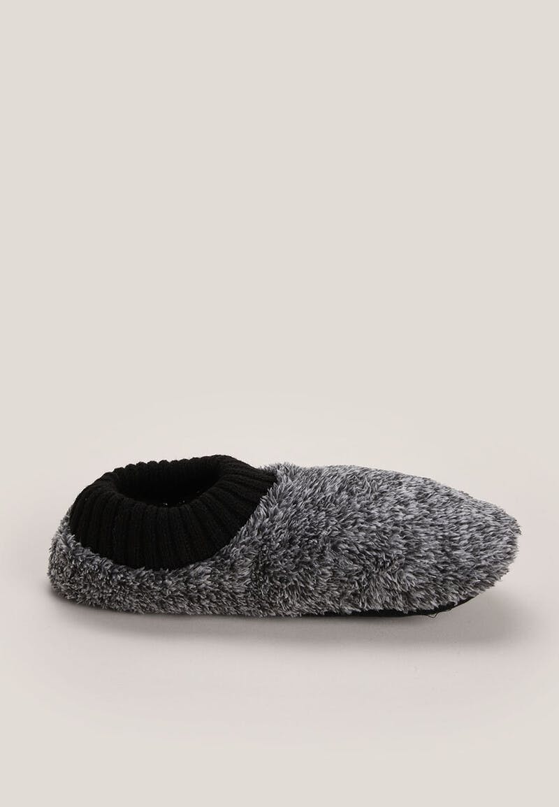 Mens 1pk Grey fleece Footlet Slippers - Peacocks