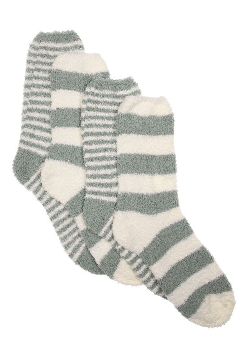 Womens 2pk Green Stripe Marshmallow Socks | Peacocks