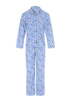 Girls Light Blue Penguin Print Pyjamas | Peacocks