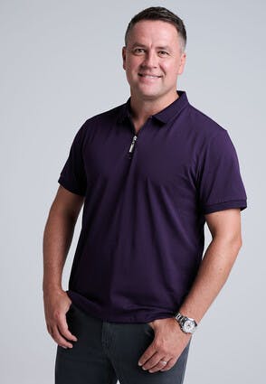 Mens Plain Purple Zip Polo Shirt