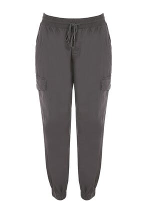 Womens Charcoal Cuffed Cargo Trousers